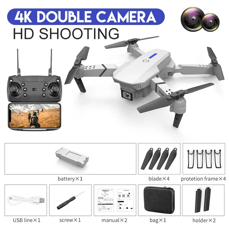 E88 ProIntelligent Folding Dro - đánh giá và giá Drone Camera Mount